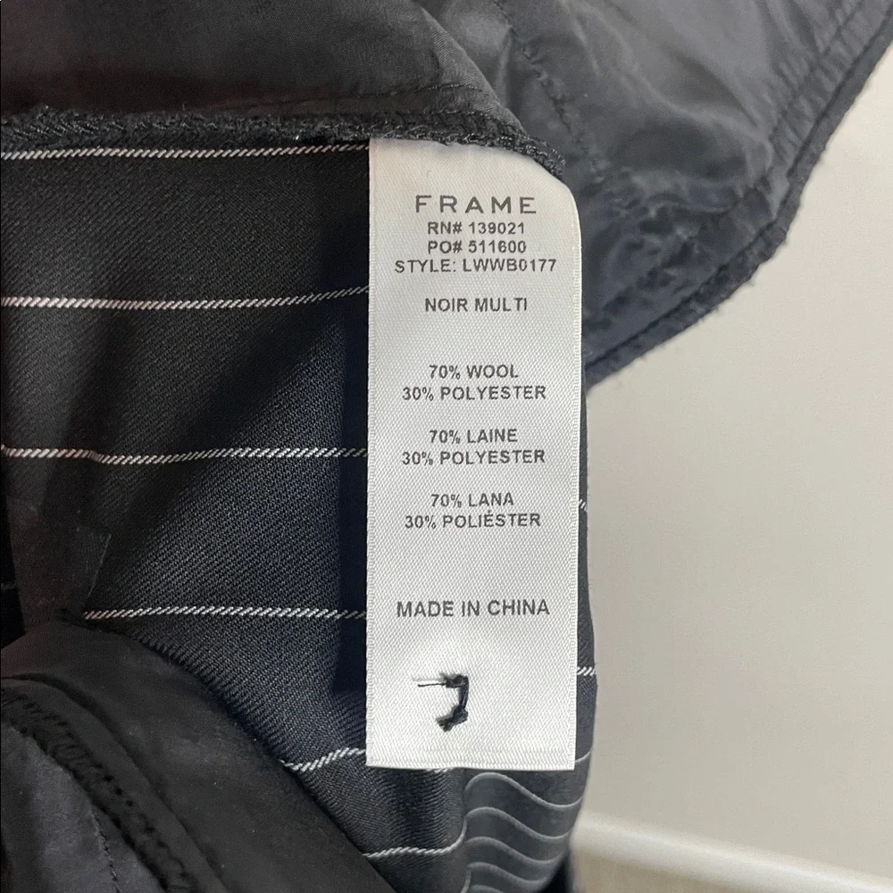 Frame Denim | Women’s Black Pinstripe Pleated Flare Bottom Crop Pants Size 4 - Picture 8 of 8